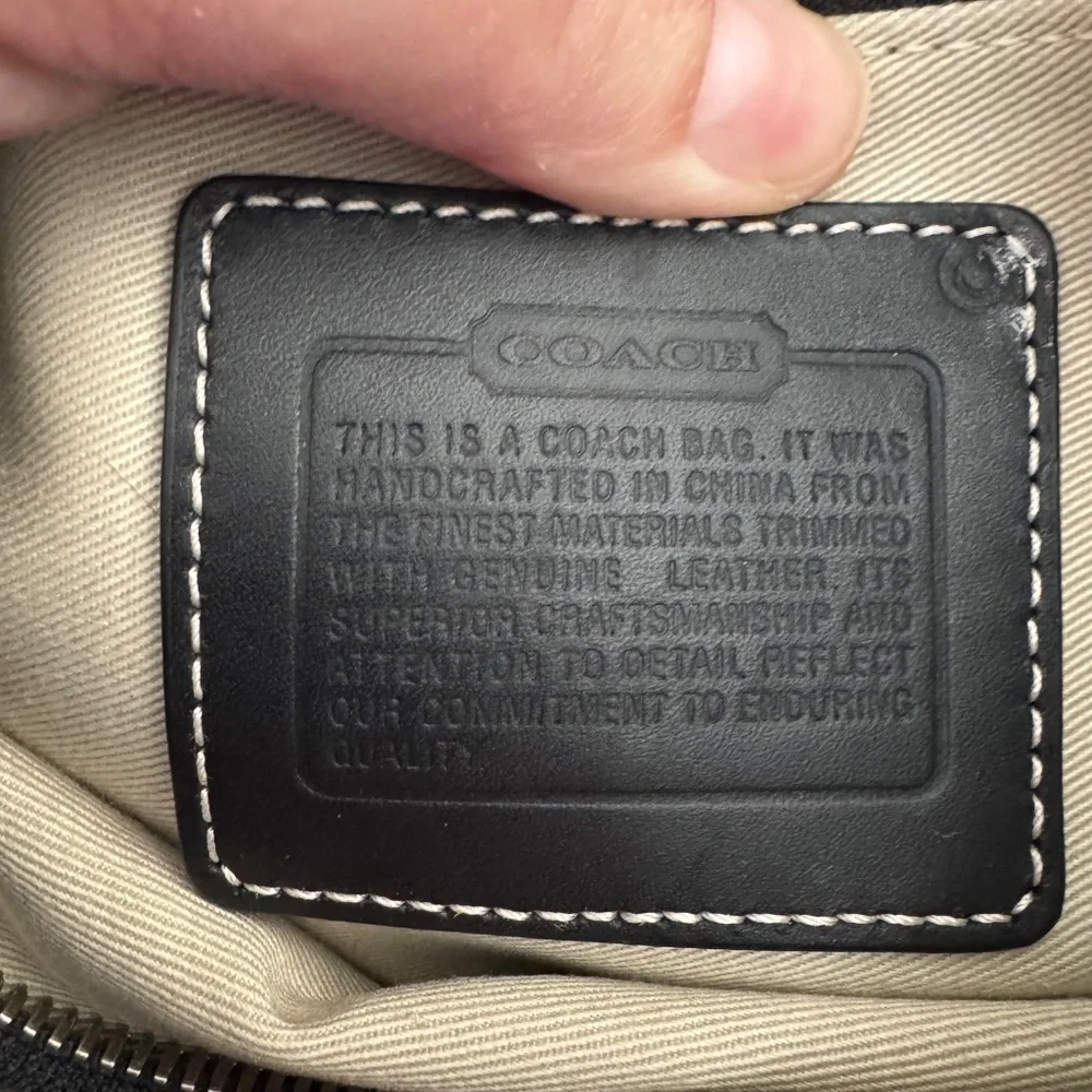 Coach Double Zipper Cosmetic Canvas and Leather Black Bag Purse